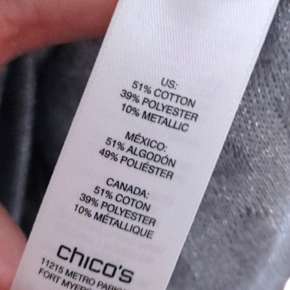 Chico's Silver Gray Leopard Print Pullover Hoodie Top Women's Size 2 - Large - Picture 7 of 9